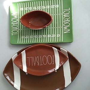 Rae Dunn Super Bowl  plates & chip dip bowl